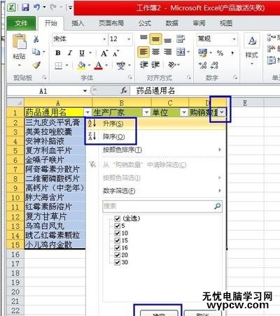 excel表格的篩選排序基本操作教程