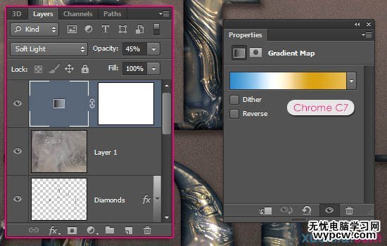 Photoshop制作華麗的鑲寶石金屬字