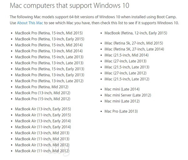 蘋果電腦支持win10嗎?蘋果電腦支持安裝windows 10系統的設備匯總介紹