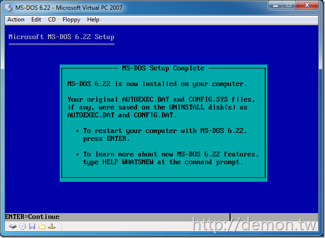 ms-dos setup complete ms-dos setup complete