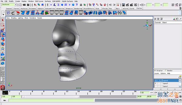 MAYA NURBS制作高精度生物模型詳解 武林網(wǎng) MAYA建模教程