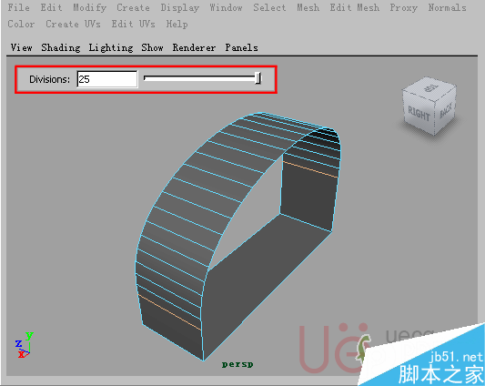 MAYA Polygons建模Edit Mesh命令集詳解解釋 武林網(wǎng) MAYA建模教程19-Bridge-Divisions.gif