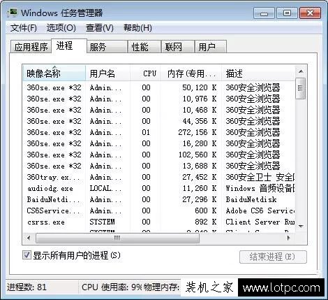 Win7系統在任務管理器中如何查看進程的線程數