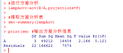 R中進(jìn)行單因素方差分析的結(jié)果