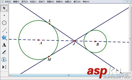 如何使用幾何畫板畫圓的內公切線?幾何畫板內公切線畫法 幾何畫板