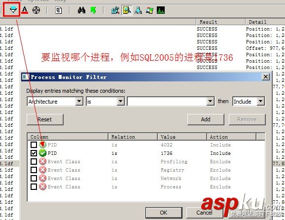 怎樣使用Process Monitor來監視SQLSERVER的logwrite大小  Process,Monitor,SQLSERVER