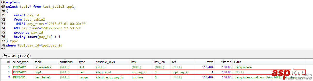 解決MySQL中IN子查詢會導致無法使用索引問題 mysql,子查詢,索引,mysql中in子查詢
