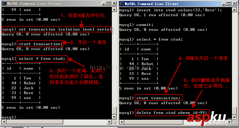 mysql 詳解隔離級別操作過程(cmd) mysql,隔離,詳解隔離級別操作過程,隔離級別操作過程