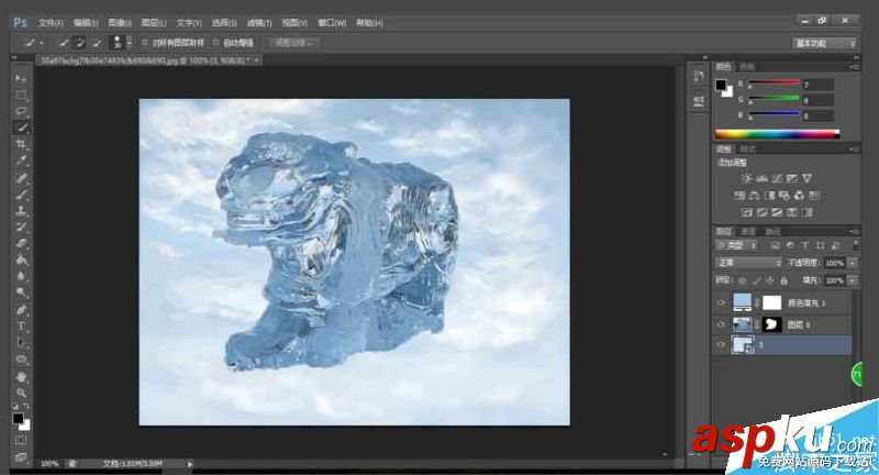 Photoshop摳冰雕并改變顏色和背景 冰雕,顏色,背景