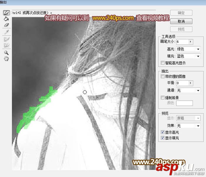 PS利用抽出濾鏡摳出極細的發絲 濾鏡,發絲