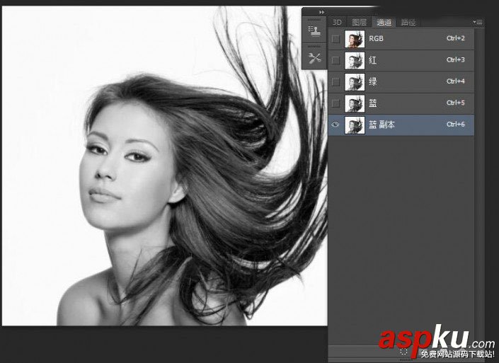 Photoshop使用通道摳出人美女長(zhǎng)頭發(fā)絲 通道,頭發(fā)絲,Photoshop
