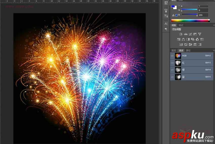 Photoshop利用通道快速摳出絢麗的煙花 Photoshop,通道,摳圖