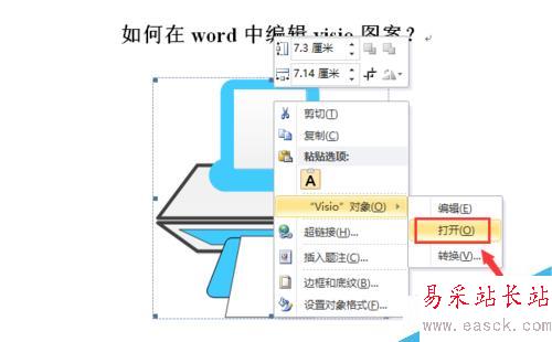 如何在word中編輯visio圖案?