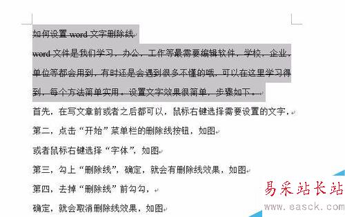 如何設(shè)置word文字刪除線