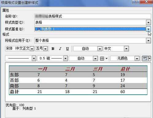 Word2010創(chuàng)建自定義表格樣式6