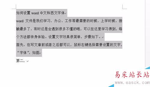 如何設(shè)置word中文和西文字體