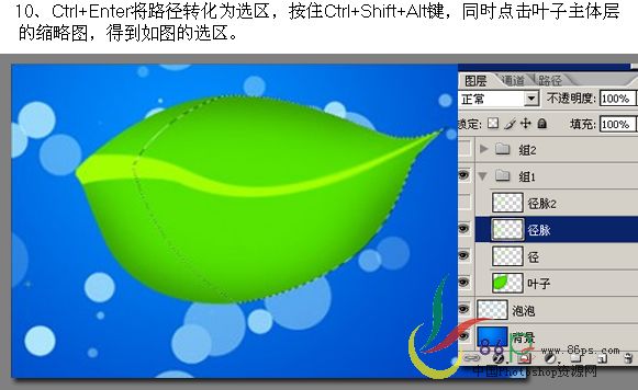 photoshop畫筆和鋼筆繪青綠葉子壁紙
