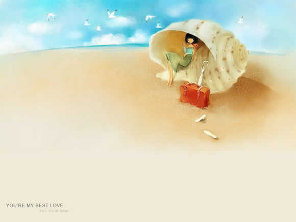 ps教程:去除美麗插畫中的文字水印