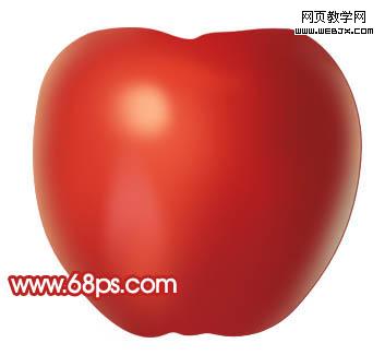 ps鼠繪高光質感帶綠葉子的紅蘋果_webjx.com