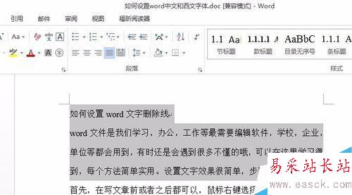 如何設(shè)置word文字刪除線