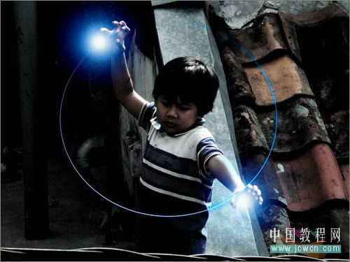 ps照片:小孩玩超能力電光能量球 ps照片:小孩玩超能力電光能量球