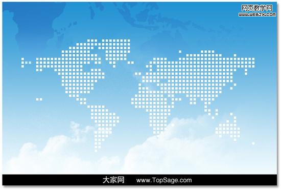 ps教程:制作漂亮的數(shù)碼點(diǎn)陣構(gòu)成的世界地圖_webjx.com