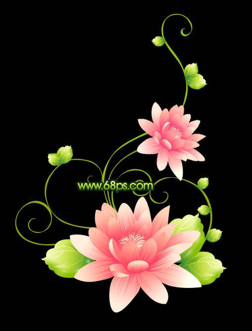 photoshop繪制漂亮的花朵葉子蔓藤_webjx.com