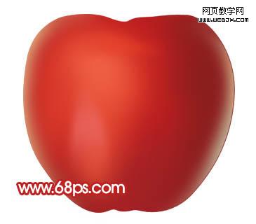 ps鼠繪高光質感帶綠葉子的紅蘋果_webjx.com
