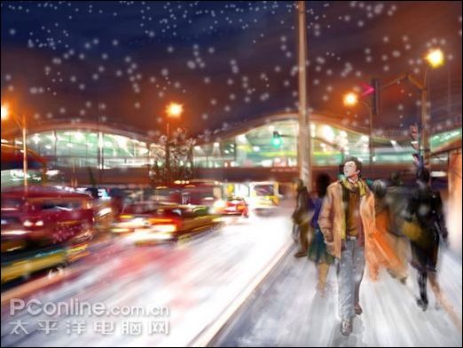 photoshop繪制《白雪夜街景》插畫 photoshop繪制《白雪夜街景》插畫