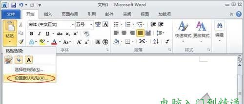 在彈出的“粘貼選項”中選擇“設置默認粘貼”
