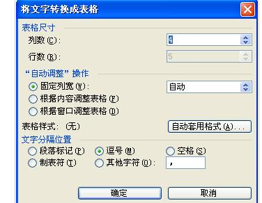 文字轉換成表格