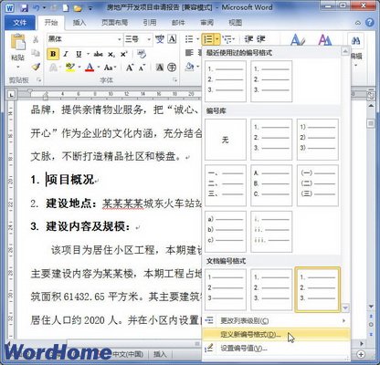 Word2010中定義編號格式  武林網(wǎng)