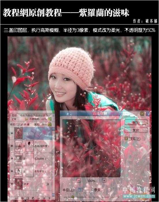 photoshop教程:紫羅蘭映襯的美女