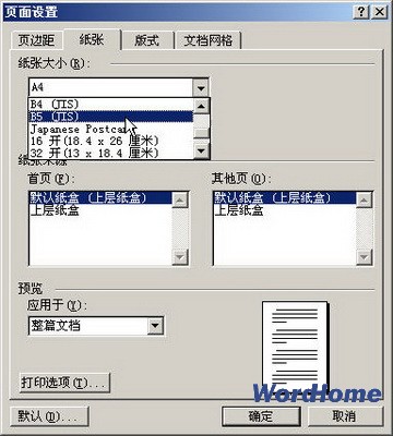 Word 2003如何設置紙張大小