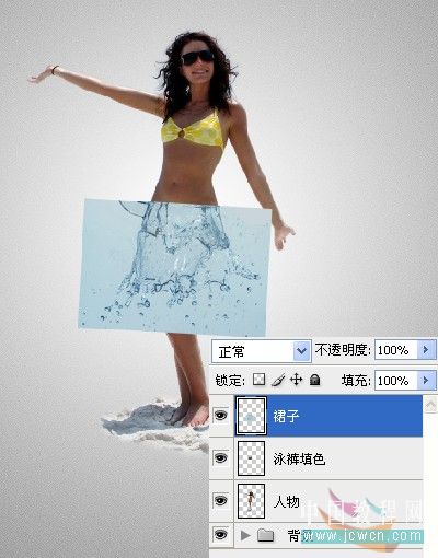 photoshop給泳裝美女穿上漂亮的水裙子