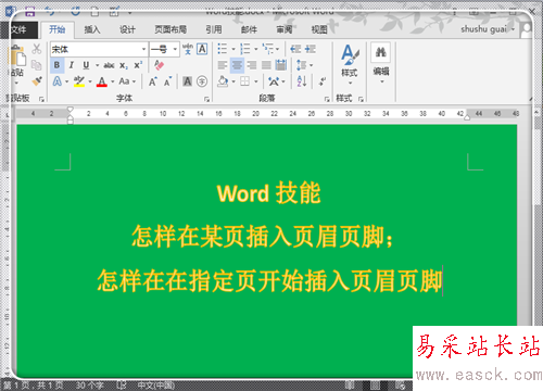 Word2013怎樣在任意頁插入頁眉頁腳