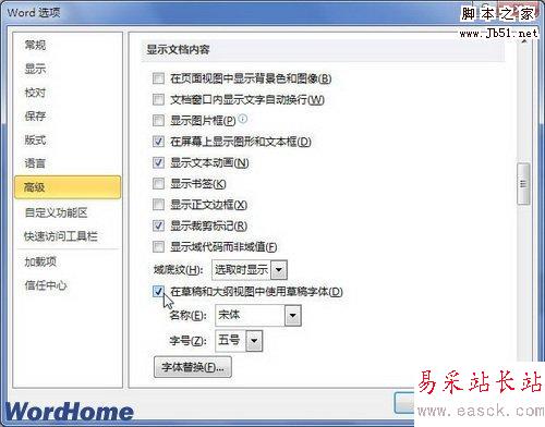 在草稿和大綱視圖中使用草稿字體