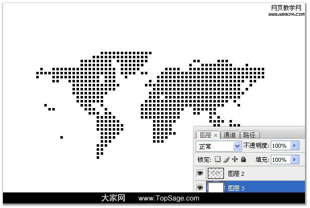 ps教程:制作漂亮的數(shù)碼點(diǎn)陣構(gòu)成的世界地圖_webjx.com