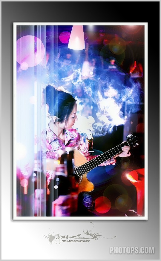 photoshop調色：酒吧唱歌女照片夢幻化