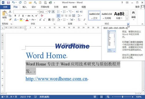 Word2013“樣式”任務窗格選擇樣式的方法 武林網(wǎng)
