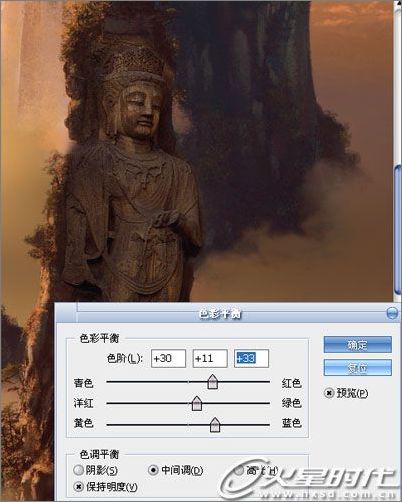 photoshop打造石像觀音完美場景