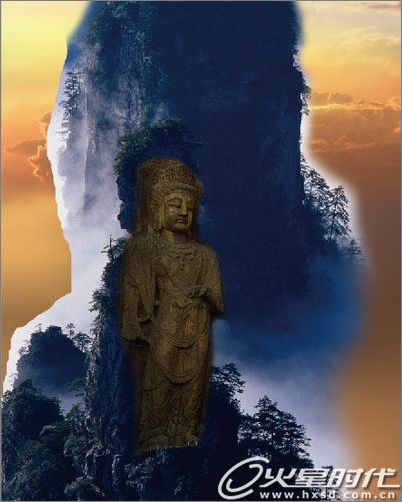 photoshop打造石像觀音完美場景