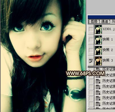 ps歷史快照來給mm化妝,非主流效果制作_網頁設計webjx.com