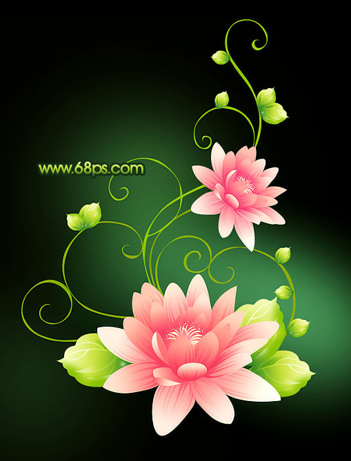 photoshop繪制漂亮的花朵葉子蔓藤_webjx.com