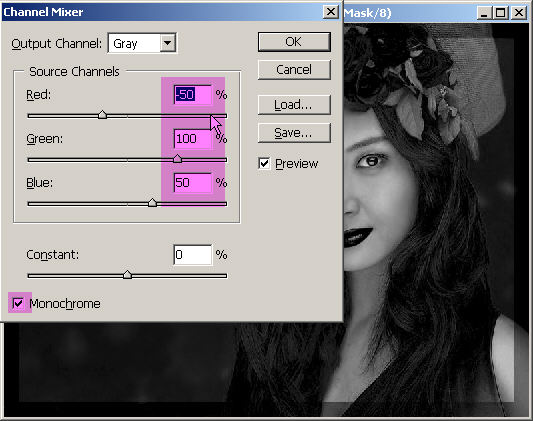 photoshop教程:彩色mm變高質黑白mm