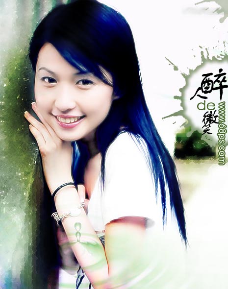 photoshop處理普通照片為醉人微笑古典簽名