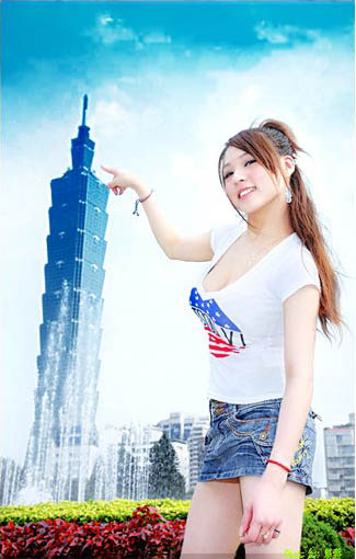 ps照片教程:美女照片的藍(lán)色天空