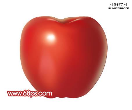 ps鼠繪高光質感帶綠葉子的紅蘋果_webjx.com