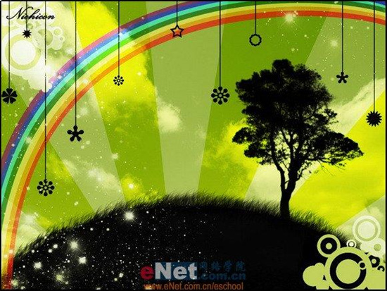 photoshop設計彩虹初現(xiàn)的壁紙